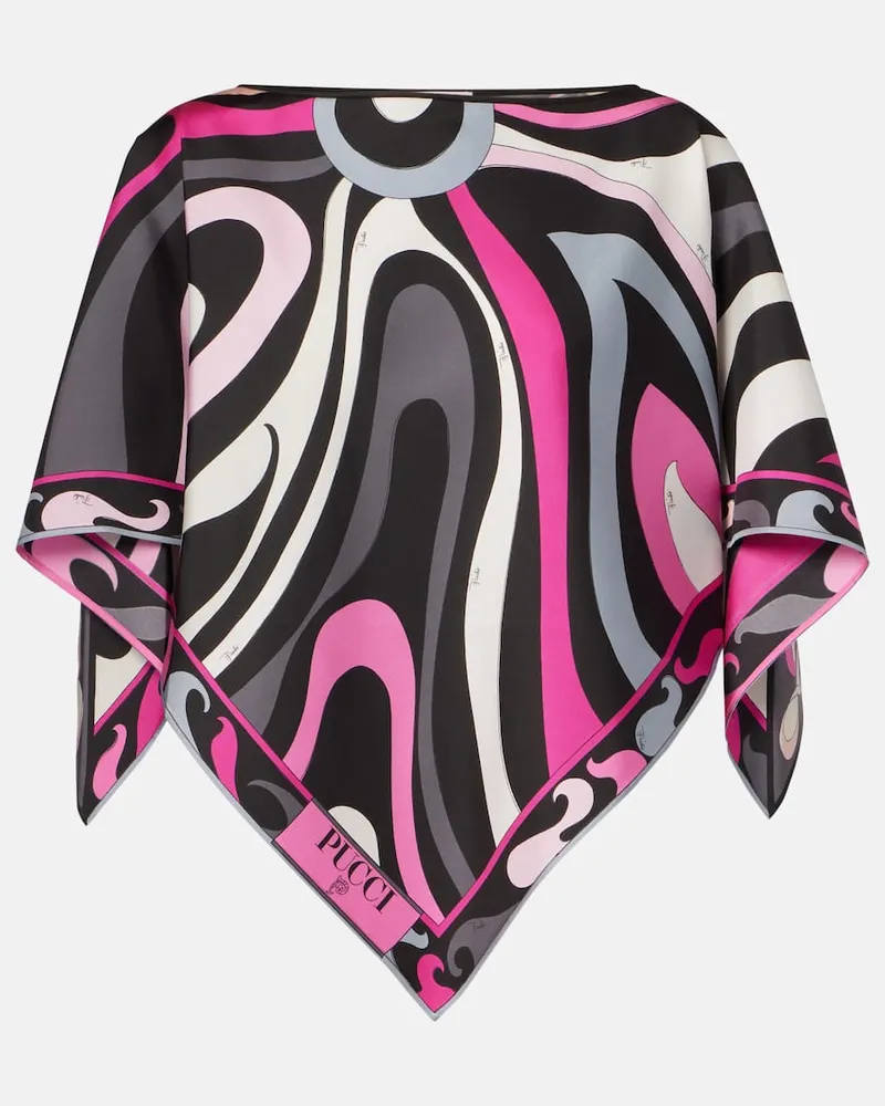 Emilio Pucci Top Marmo aus Seiden-Twill Schwarz