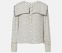 Bluse Fleece aus Seide mit Polka-Dots