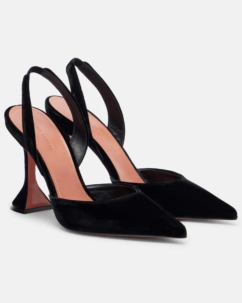 Amina Muaddi Slingback-Pumps Holli 95 aus Samt Schwarz