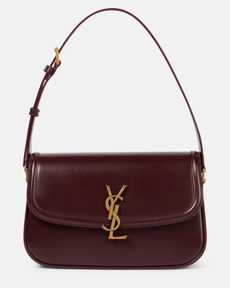 Saint Laurent Schultertasche Solferino Medium aus Leder Burgund