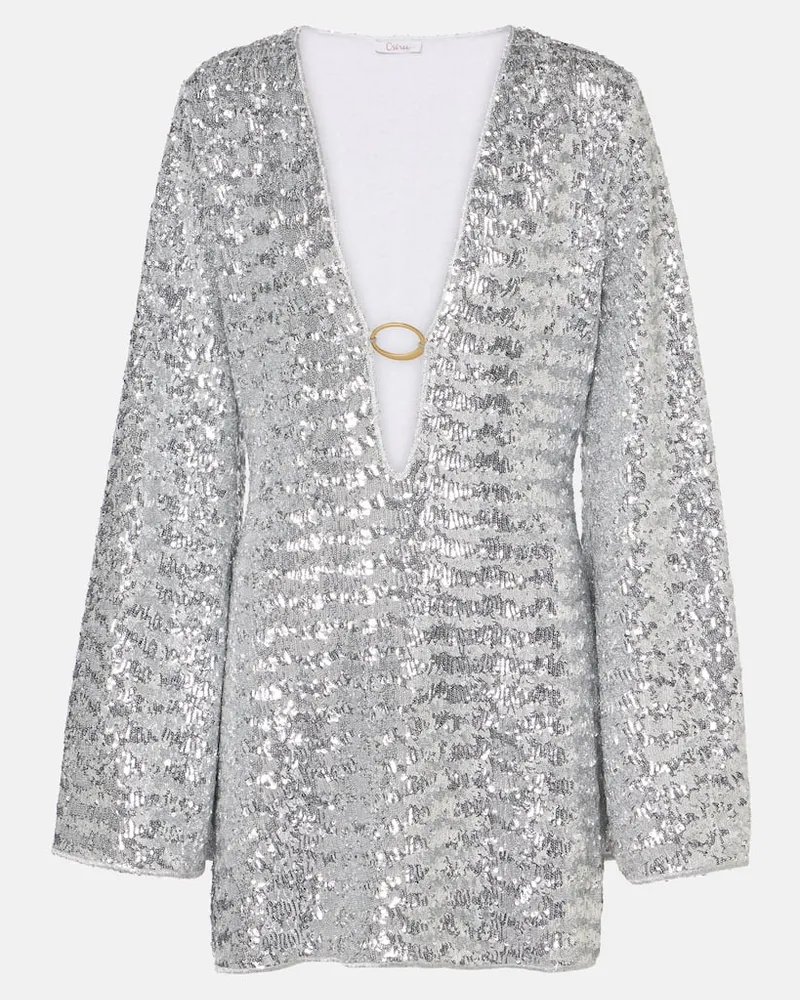 Oséree Oséree Minikleid Lumière O mit Pailletten Silber
