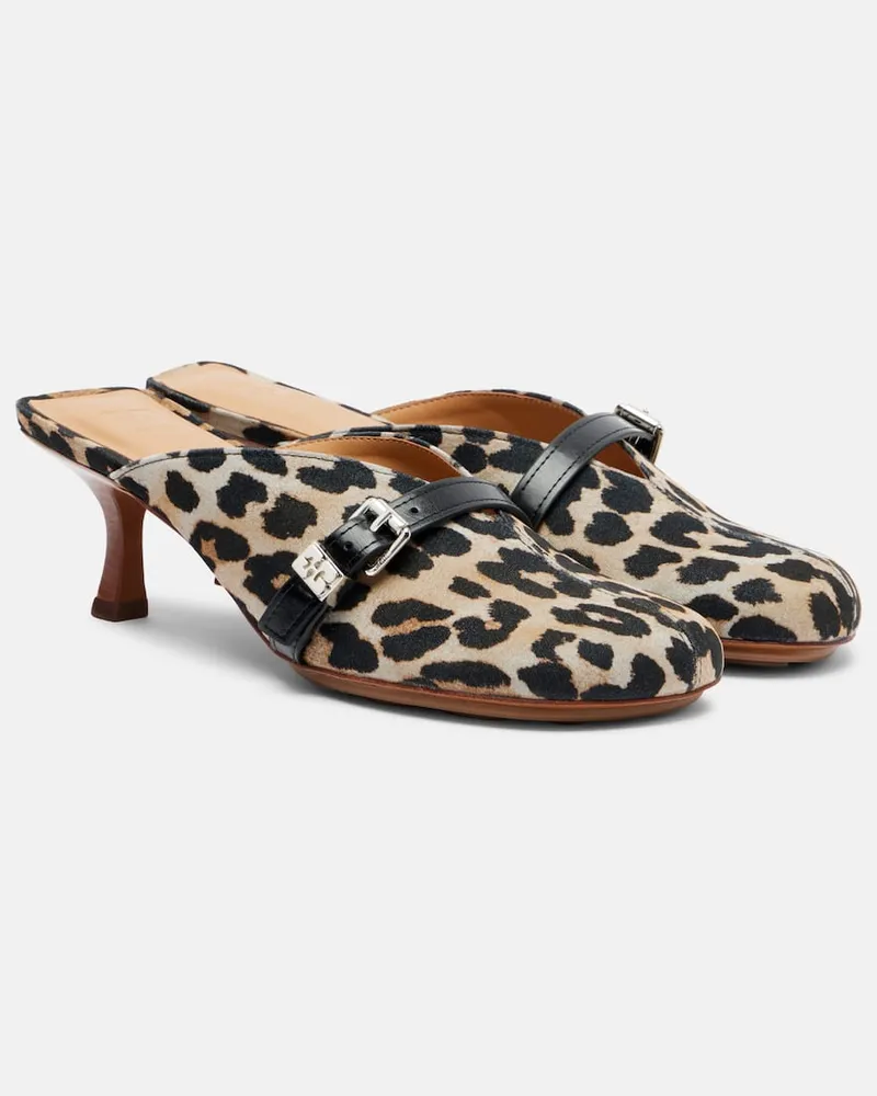 Ganni Mules Sue aus Denim Braun
