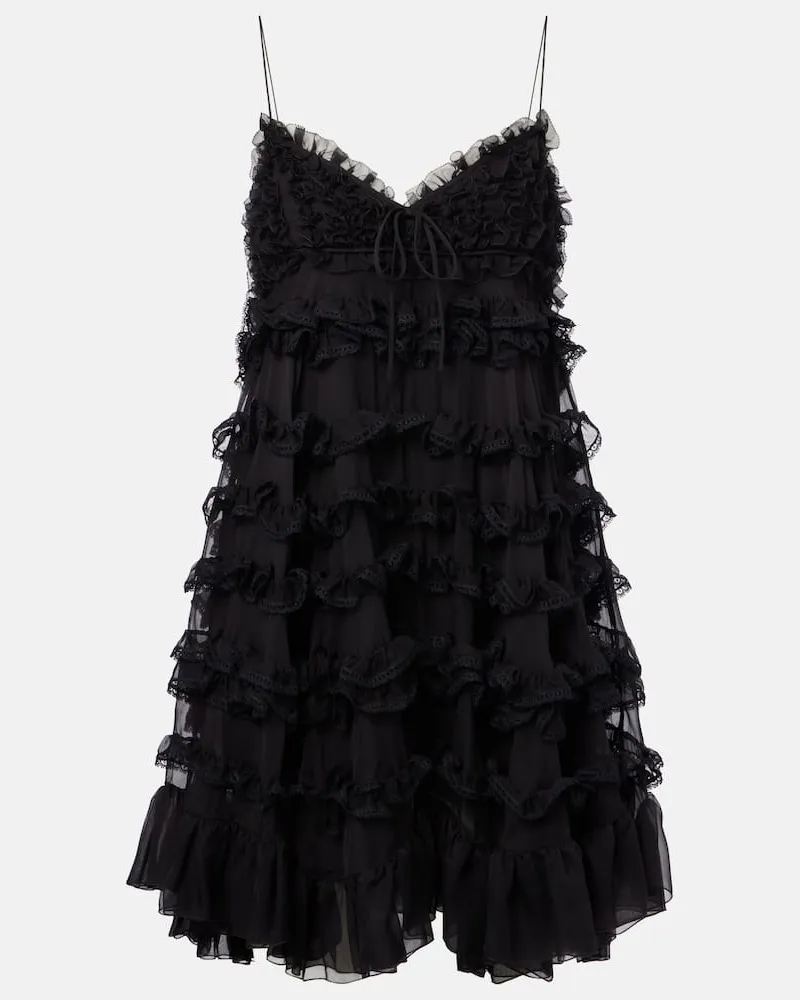 Valentino Garavani Minikleid aus Seidentüll Schwarz