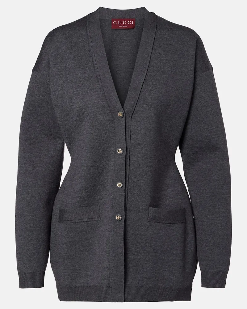 Gucci Cardigan Double G aus einem Wollgemisch Grau