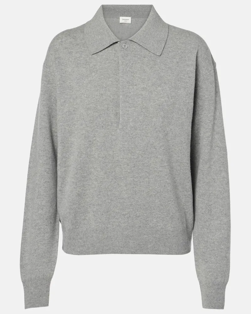 Saint Laurent Polopullover aus Wolle Grau