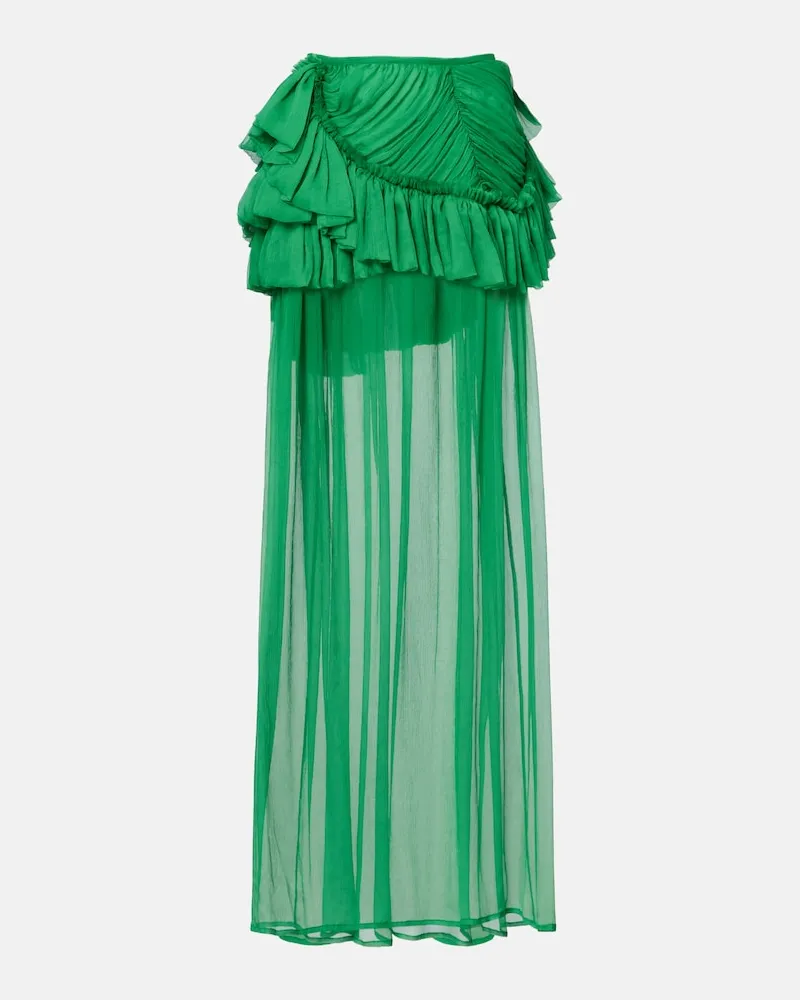 Dries van Noten Maxirock aus Seidenmusselin Grau