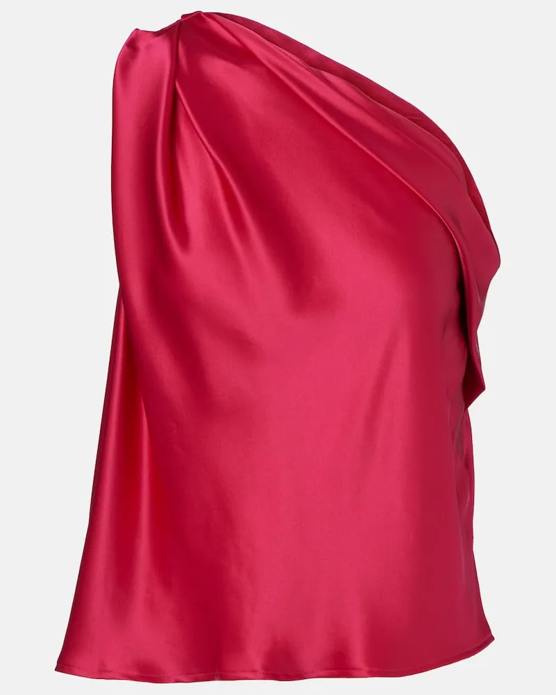 The Sei One-Shoulder-Top aus Seidensatin Pink