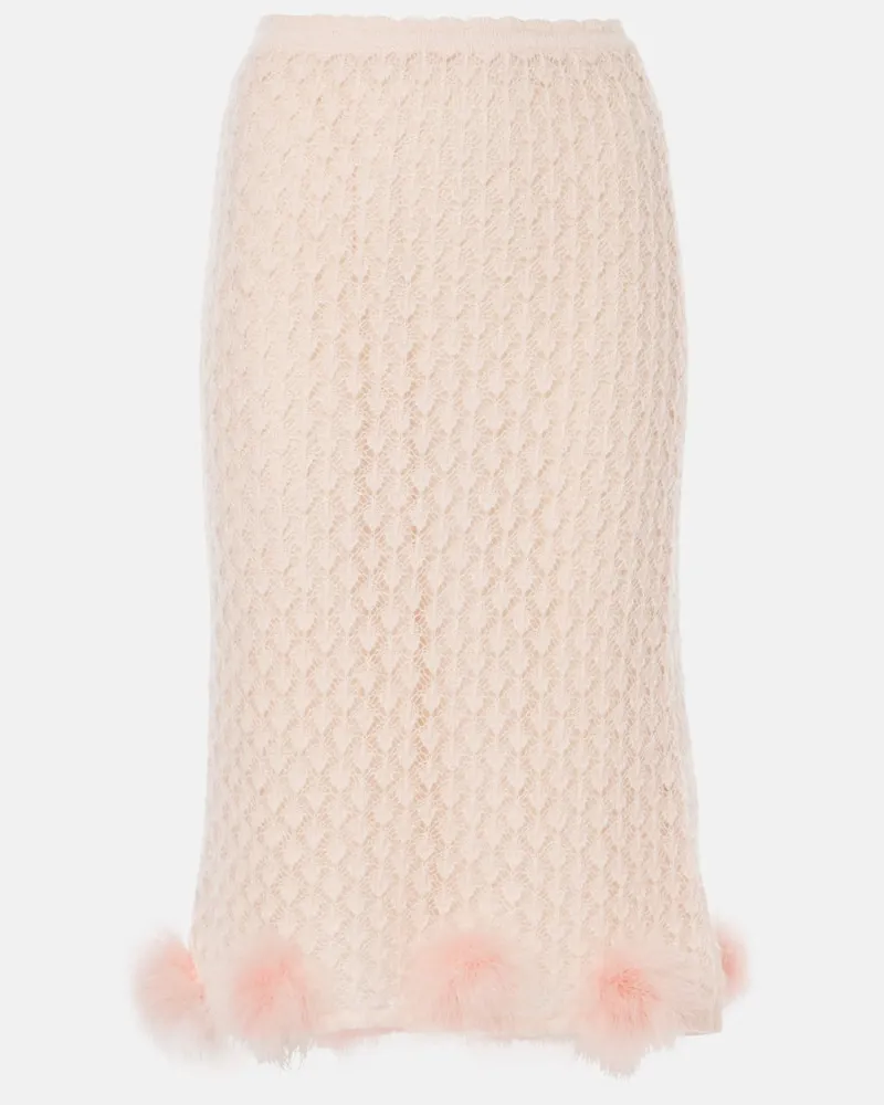 Blumarine Midirock mit Federn Pink