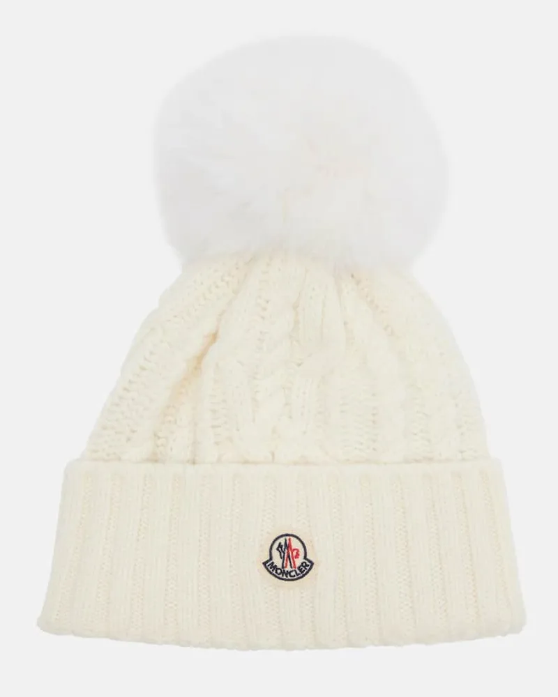 Moncler Mütze aus Wolle und Kaschmir Weiß
