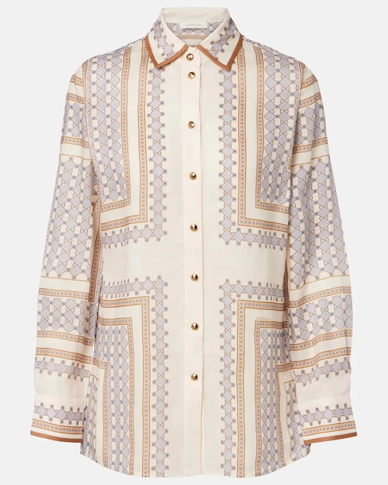 Zimmermann Bedrucktes Hemd aus Ramie Beige