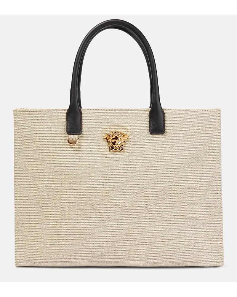 Versace Tote La Medusa aus Canvas Beige