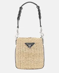 Prada Bucket-Bag aus Raffiabast Beige