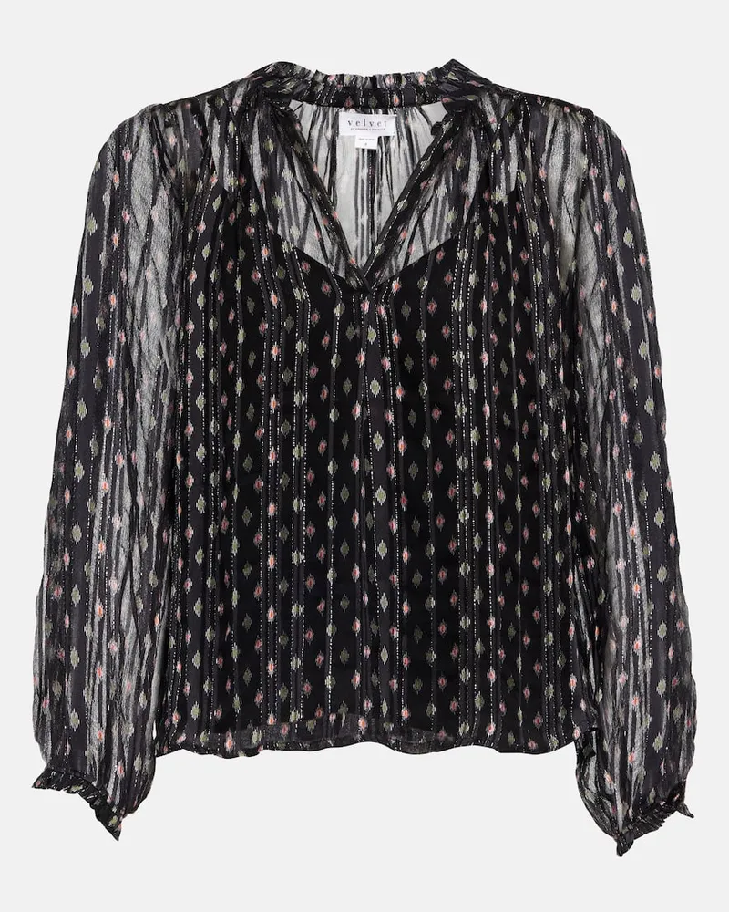 Velvet Bluse aus einem Baumwollgemisch Multicolor
