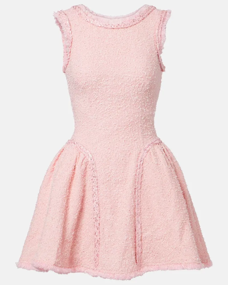 Self-Portrait Minikleid aus Tweed mit Pailletten Rosa