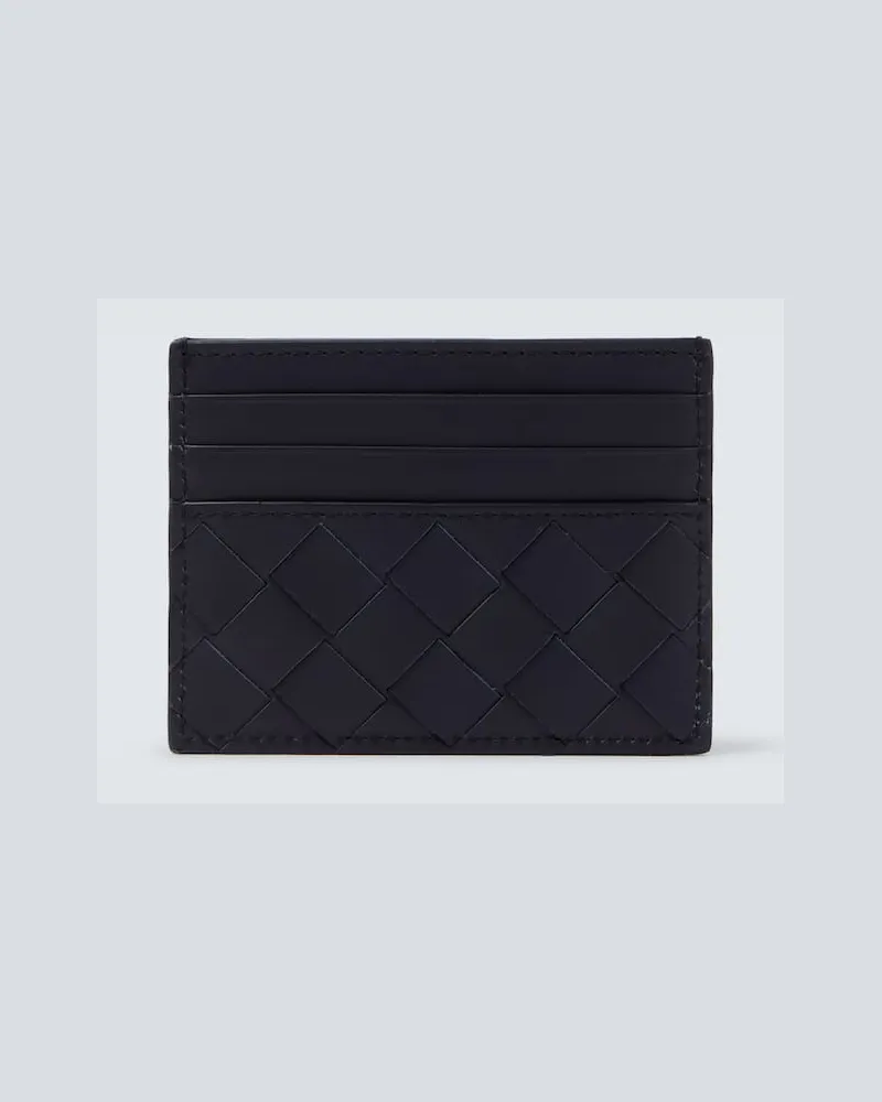 Bottega Veneta Kartenetui Intrecciato aus Leder Blau