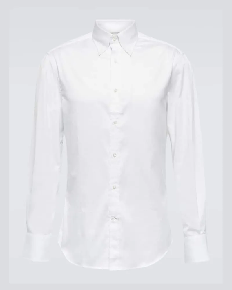 Brunello Cucinelli Hemd aus Baumwoll-Twill Weiß