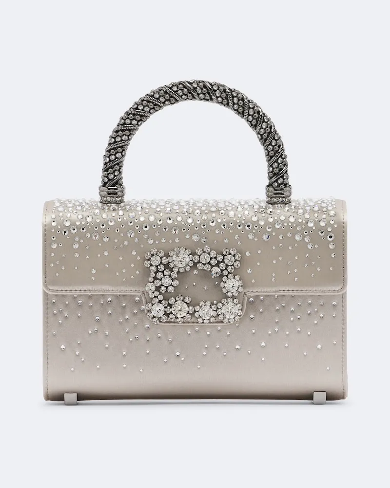Roger Vivier Verzierte Henkeltasche Envelope aus Satin Grau