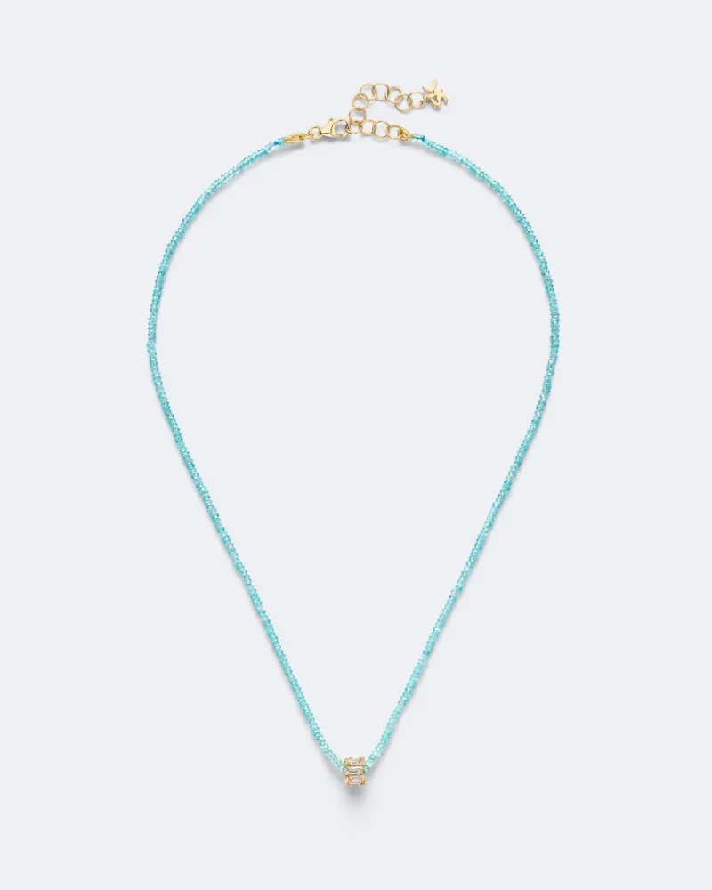 Suzanne Kalan Halskette Infinite aus 18kt Gelbgold mit Diamanten und Apatiten Blau
