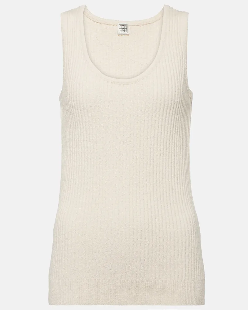 Totême Top aus Bouclé Weiß