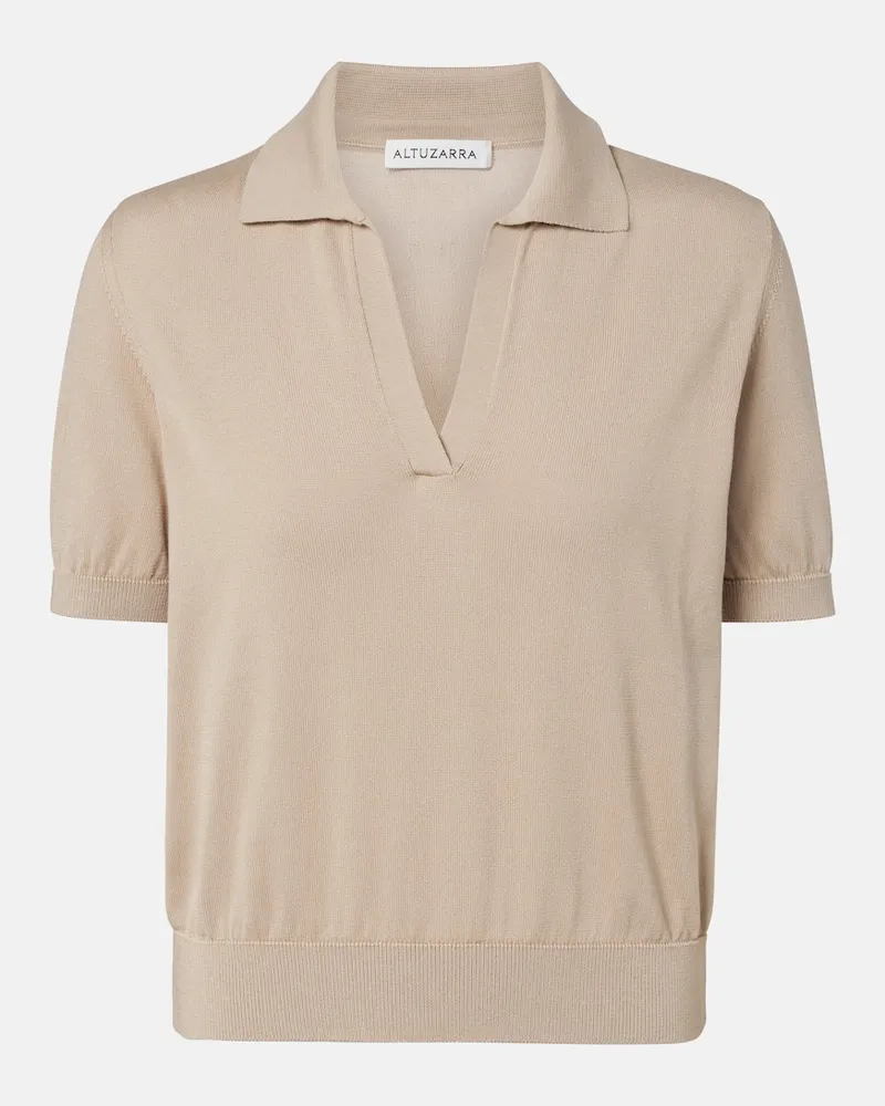Altuzarra Polopullover Clay aus Baumwolle und Seide Beige