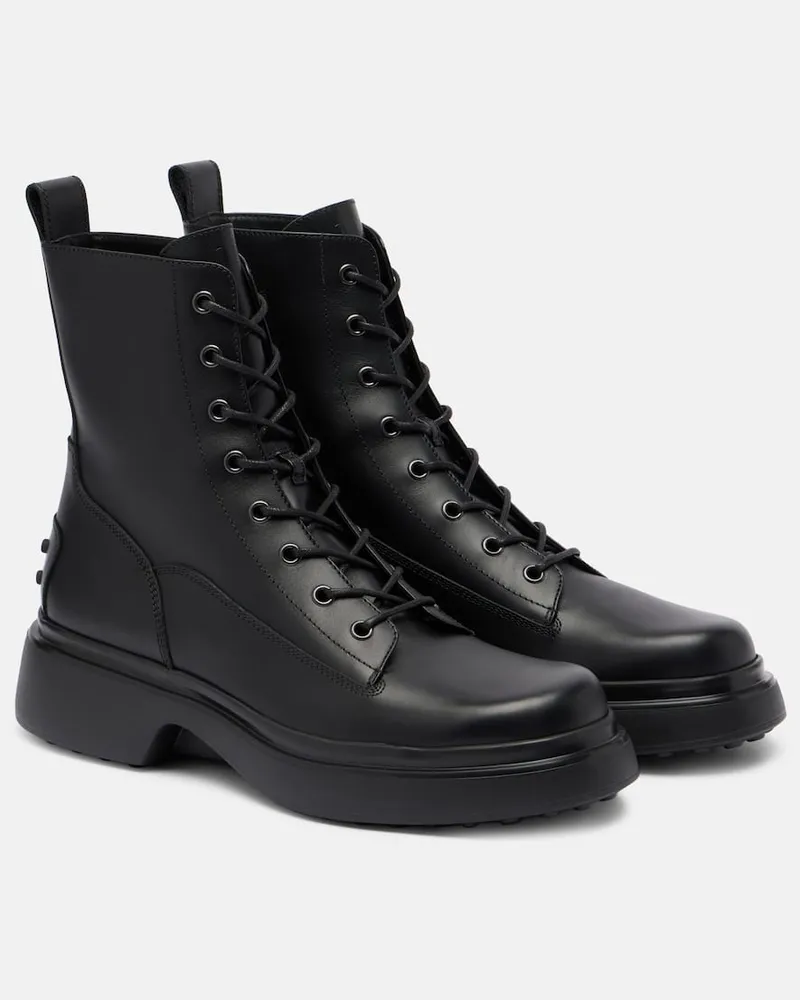 TOD'S Schnürstiefel aus Leder Schwarz
