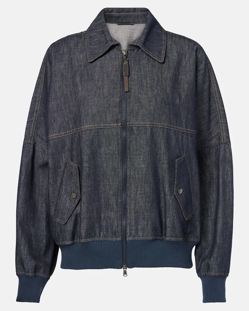 Brunello Cucinelli Bomberjacke aus Denim Blau