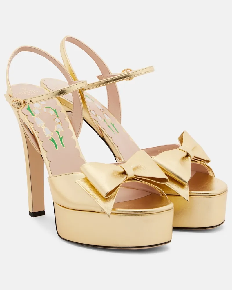 Valentino Garavani Plateausandalen Bowow aus Metallic-Leder Gold