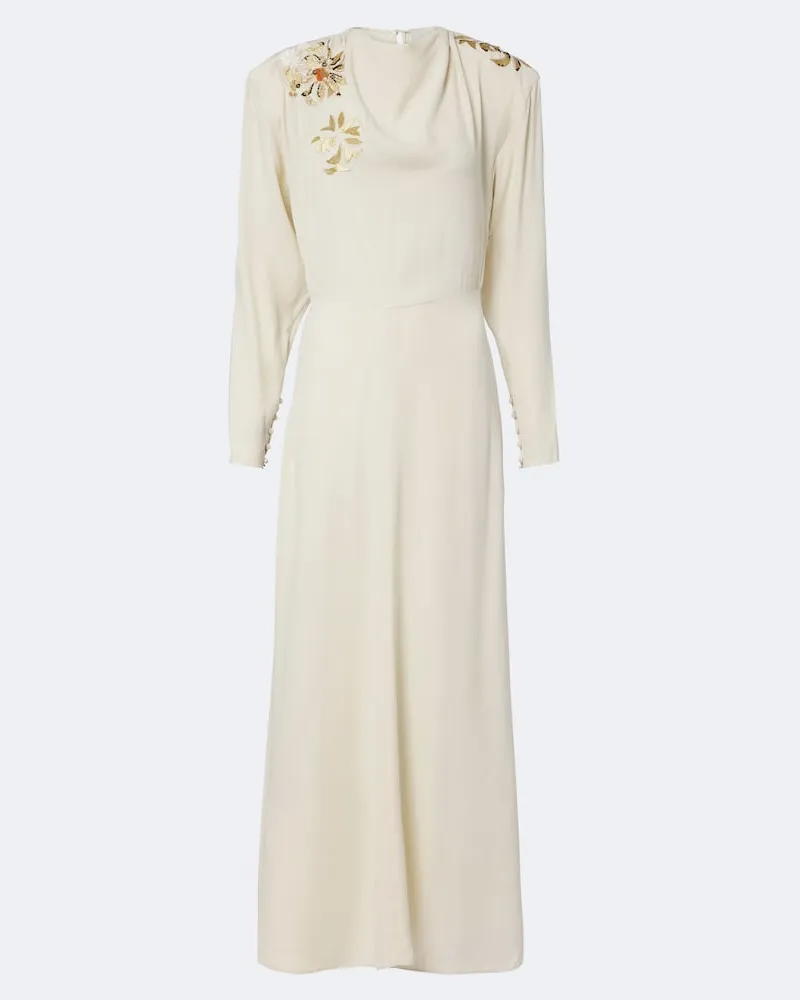 Isabel Marant Verziertes Maxikleid Samsha aus Crêpe Weiß