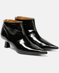 Ganni Ankle Boots aus Lederimitat Schwarz