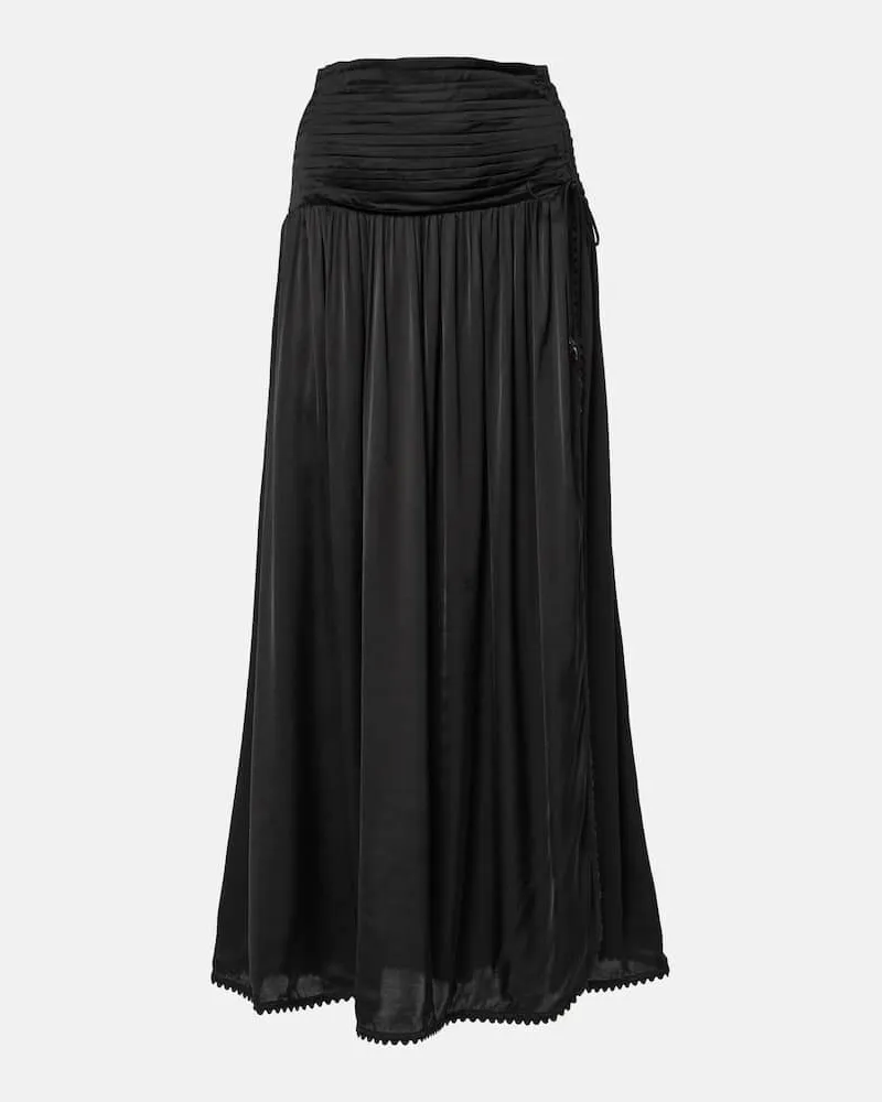 Poupette St Barth Maxirock Carla aus Satin Schwarz