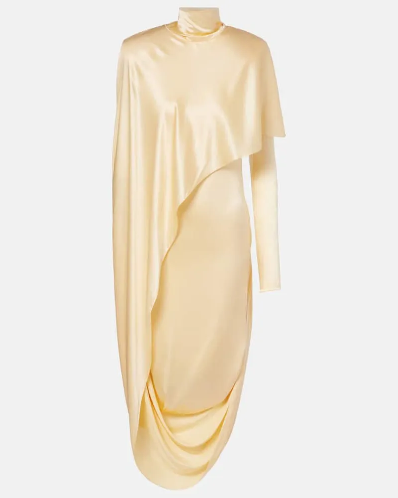Thierry Mugler Midikleid aus einem Seidengemisch Gelb