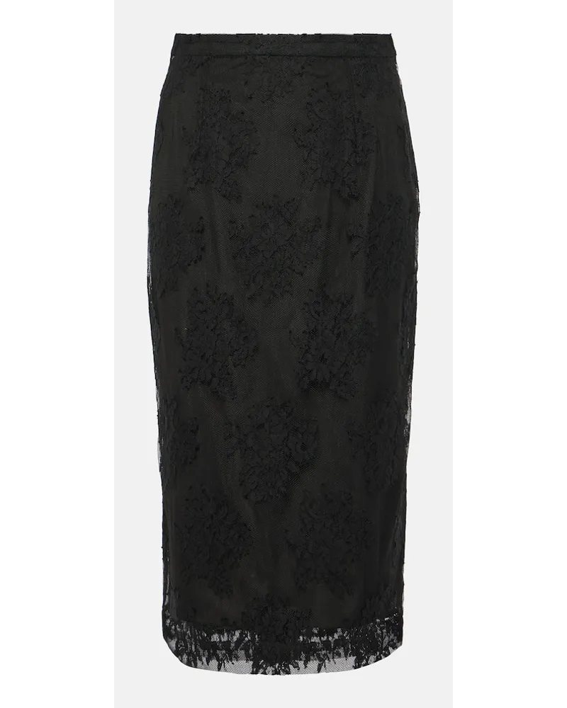 Dolce & Gabbana Midirock aus Baumwolle und Spitze Schwarz