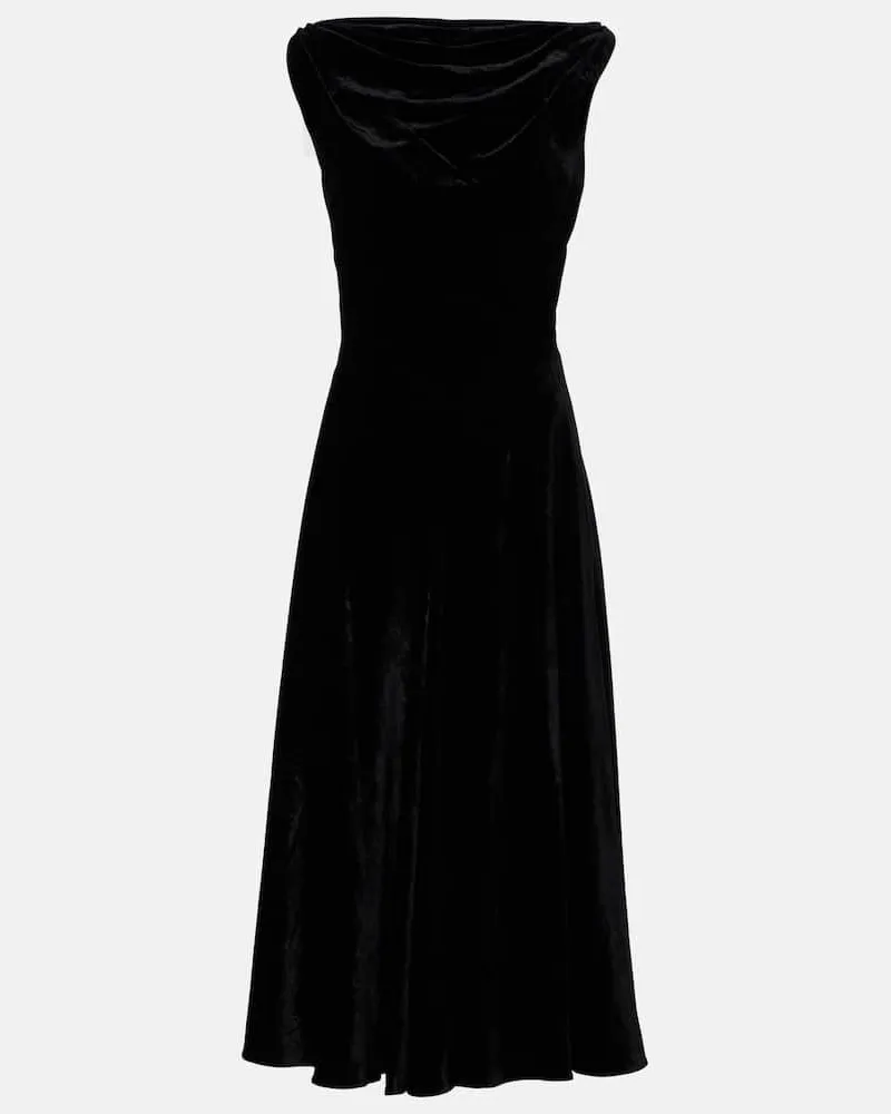 Altuzarra Midikleid Drina aus Satin Schwarz
