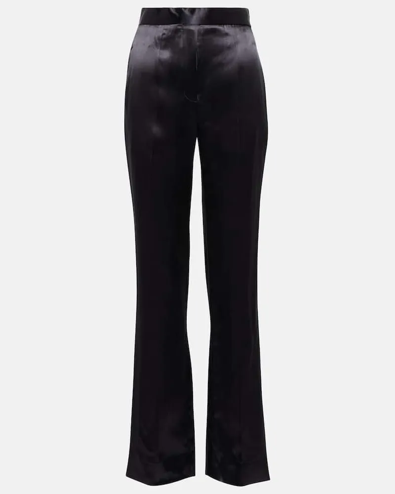 Victoria Beckham High-Rise-Hose aus Satin Schwarz
