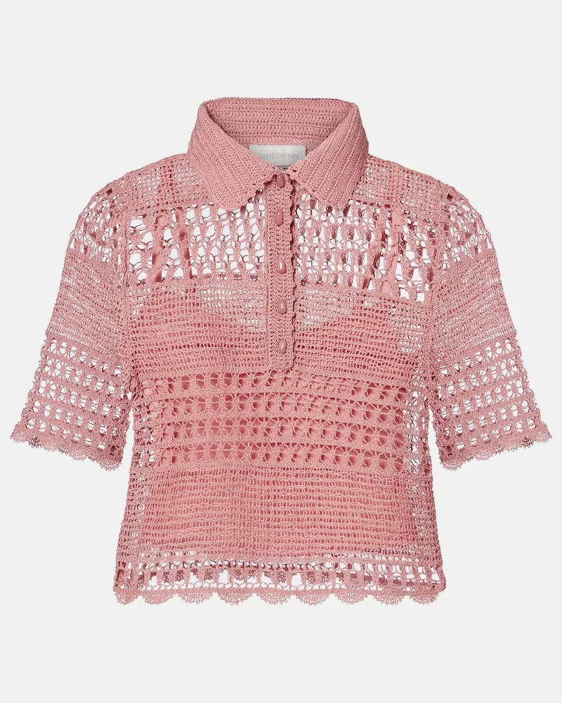 Zimmermann Top Wanderlust aus Häkelstrick Rosa