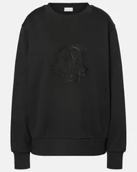 Moncler Verziertes Sweatshirt aus einem Baumwollgemisch Schwarz