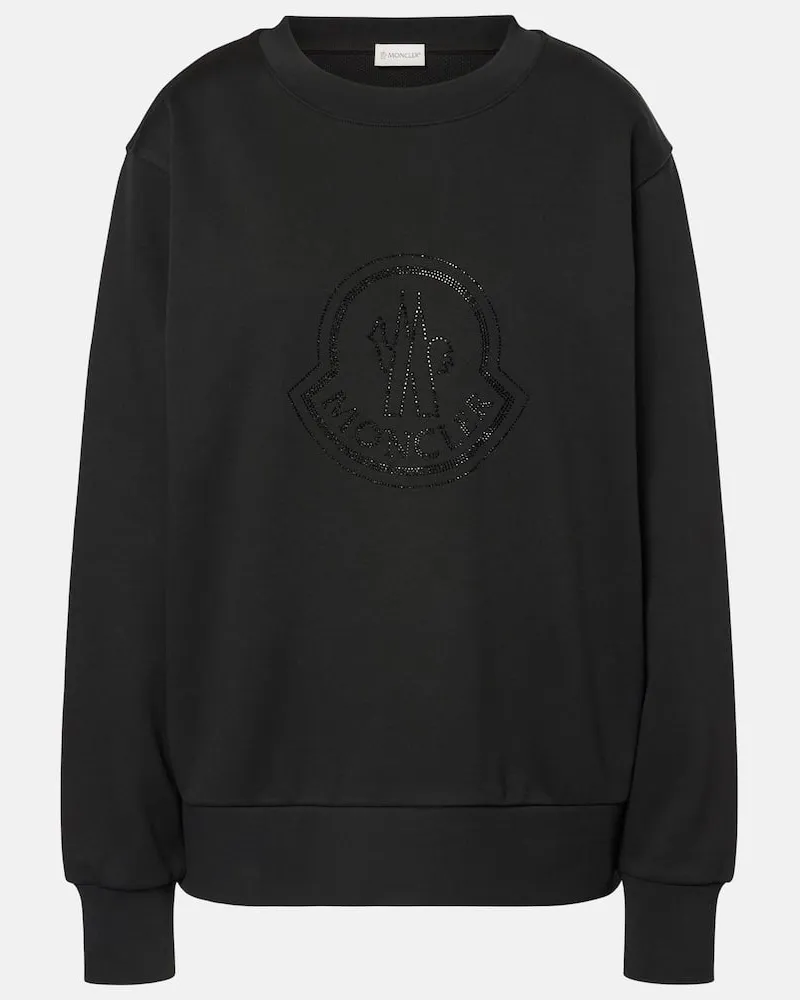 Moncler Verziertes Sweatshirt aus einem Baumwollgemisch Schwarz