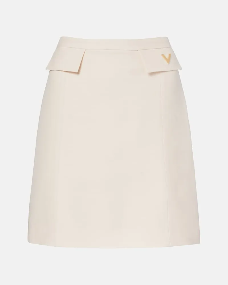 Valentino Garavani Minirock VGold aus Crepe Couture Weiß