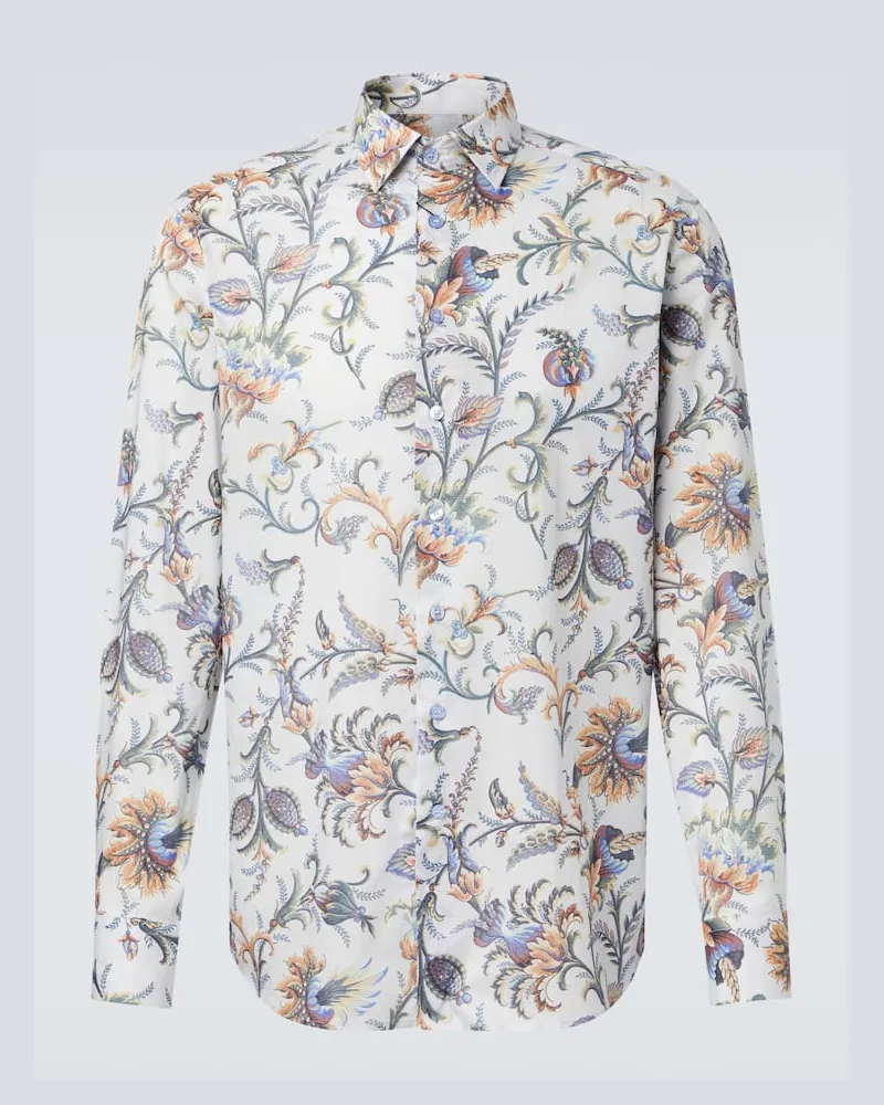 Etro Bedrucktes Hemd aus Baumwolle Blau