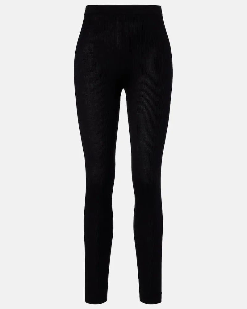 Saint Laurent Leggings aus Wolle, Kaschmir und Seide Schwarz