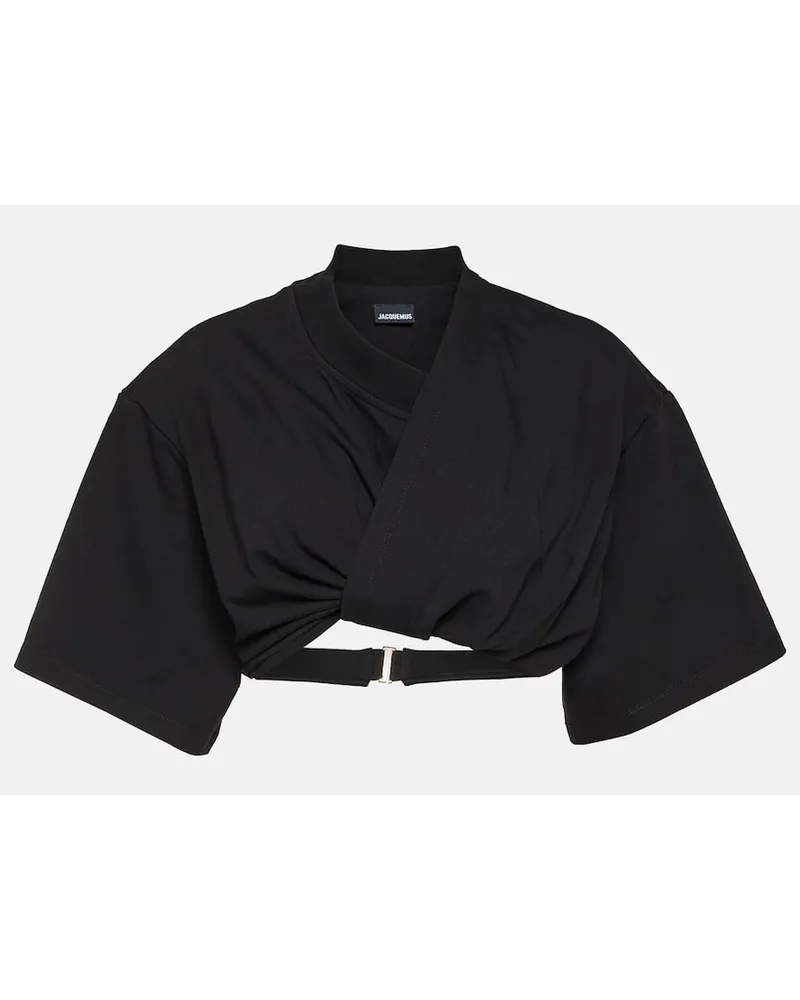 Jacquemus Cropped-Top Le T-Shirt Bahia Court aus Baumwolle Schwarz