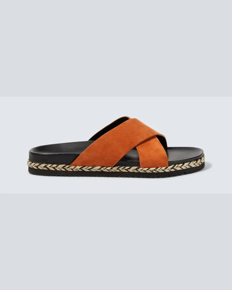 Frescobol Carioca Sandalen Breno aus Veloursleder Orange