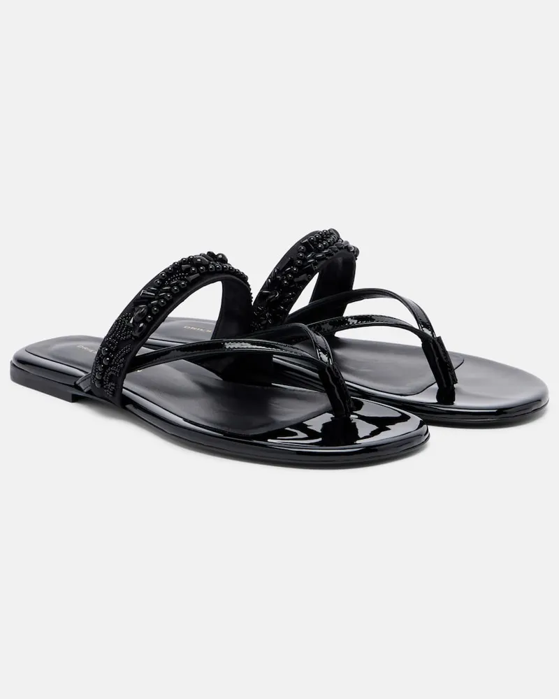 Dries van Noten Verzierte Sandalen aus Lackleder Schwarz