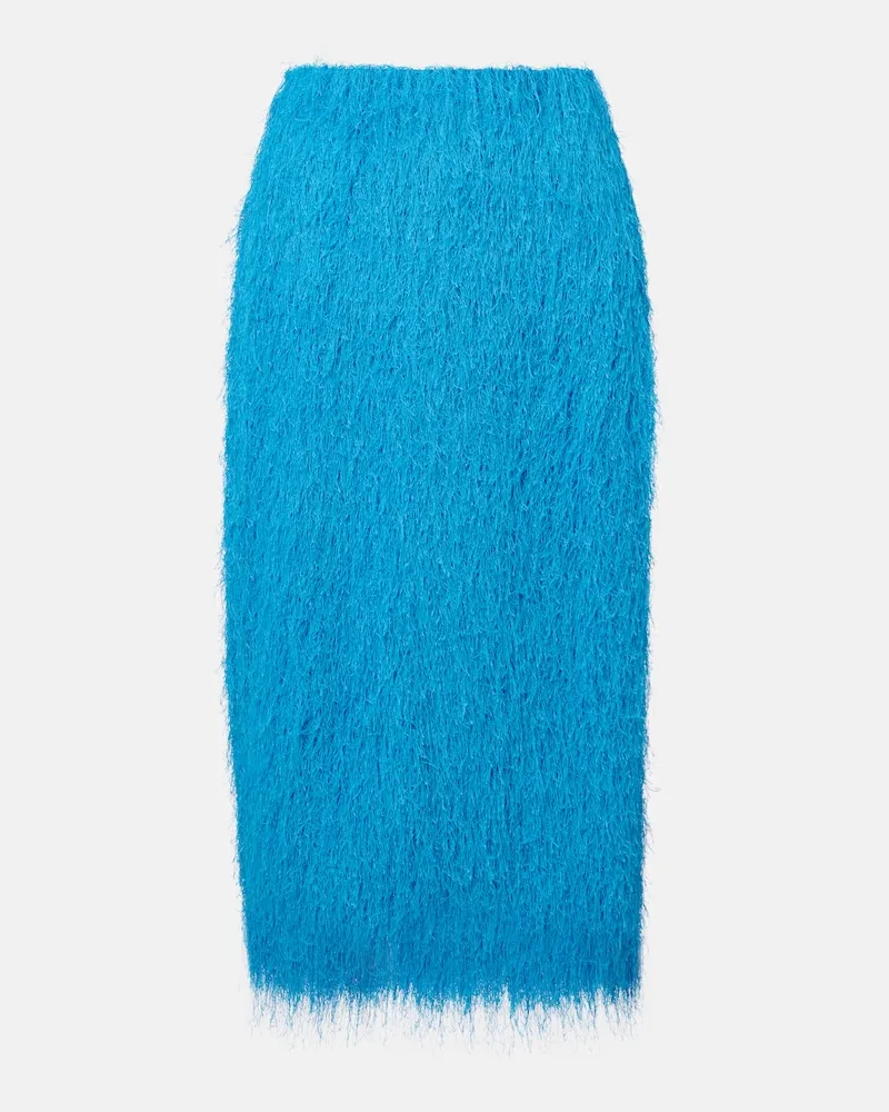 Dries van Noten Midirock mit Fransen Blau
