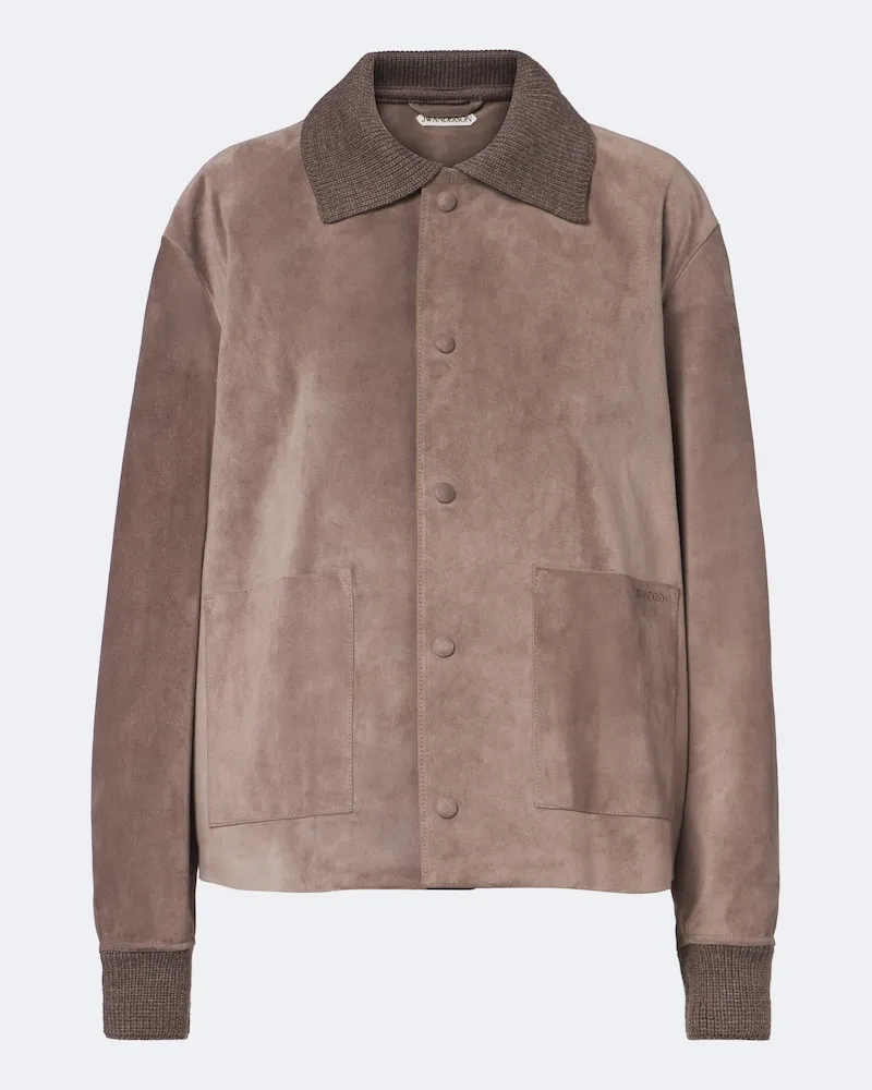J.W.Anderson Jacke aus Veloursleder mit Strick Grau