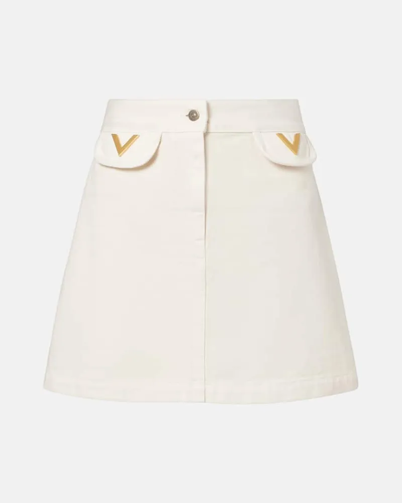 Valentino Garavani Jeansrock VGold Weiß