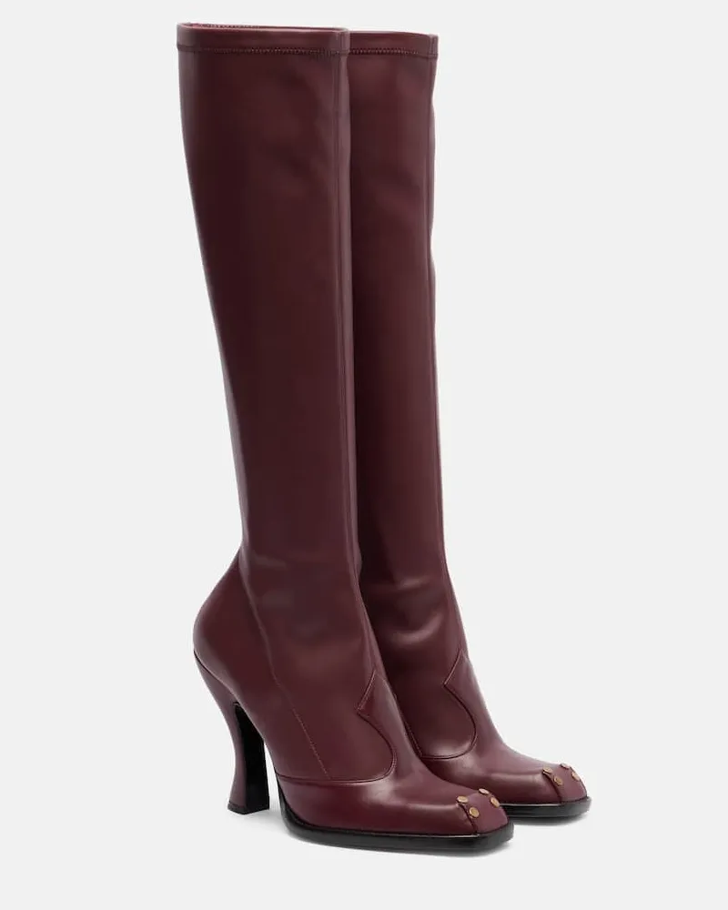 Etro Verzierte Stiefel aus Leder Burgund