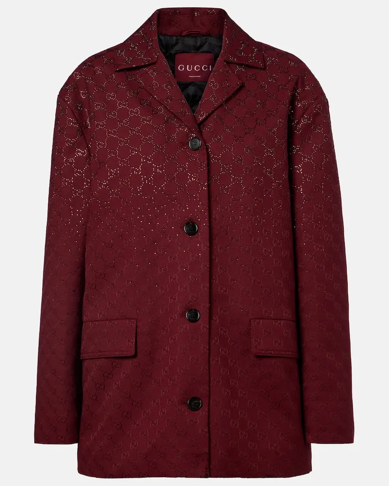Gucci Blazer GG Crystal aus Canvas mit Kristallen Burgunderrot