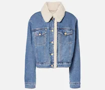 Jeansjacke mit Teddy-Besatz