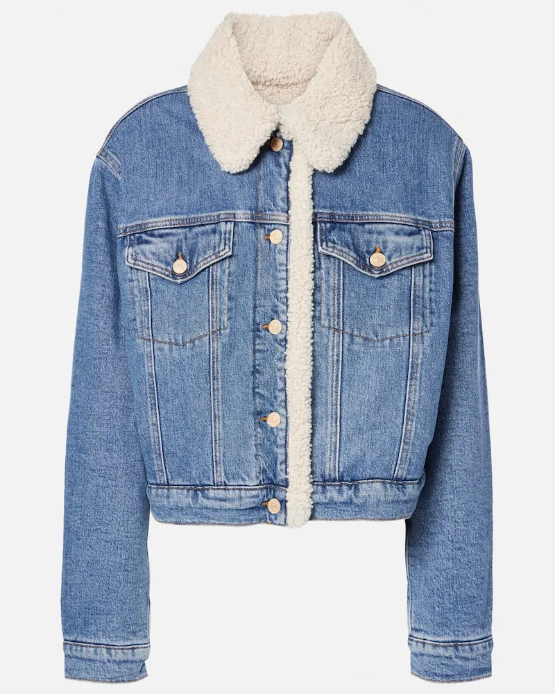 7 for all mankind Jeansjacke mit Teddyfleece Blau